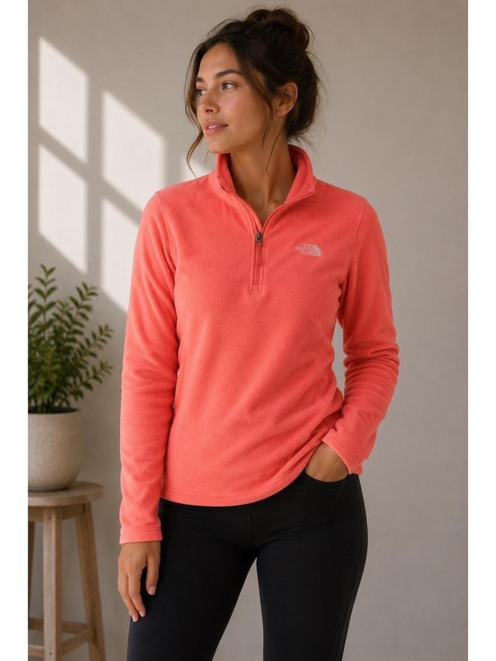 The North Face Bright Crimson/Peach Quarter-Zip Fleece